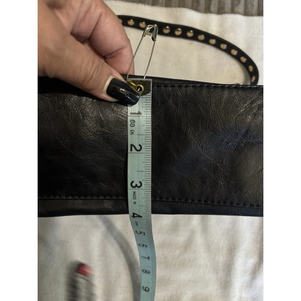Nine West Black Shatchel Buckles Top Handle Remov. Straps Pockets Mag Close